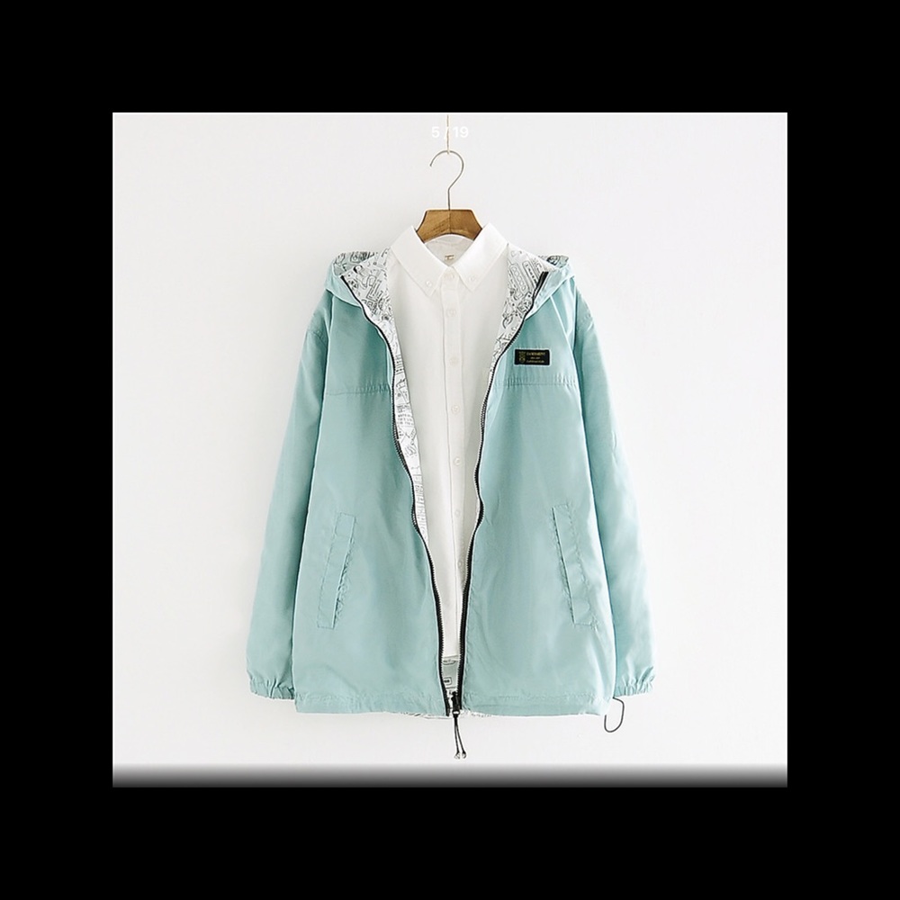 TWO sided blue windbreaker UNIQUE design